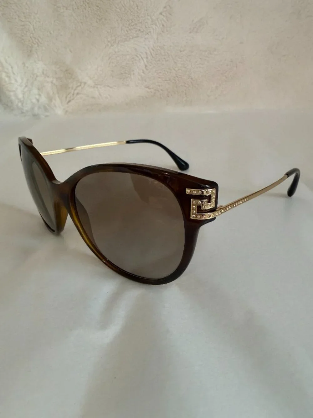Versace Cat Eye Havana Gold Crystals VE4316-B 5148/13 57-17-140 Sunglasses - Picture 4 of 14